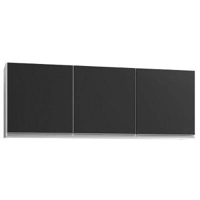 Armário Aéreo 150cm 3 Portas Argélia Branco Preto