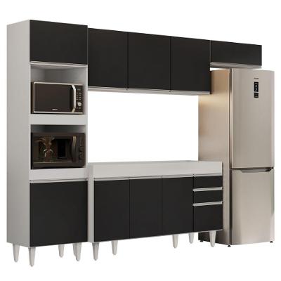 Armário De Cozinha Modulada 4 Peças Cp10 Balcão Sem Tampo Branco/preto - Lumil