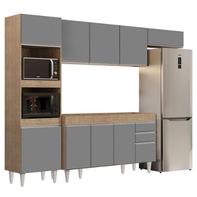 Armário De Cozinha Modulada 4 Peças Cp10 Balcão Sem Tampo Castanho/preto - Lumil