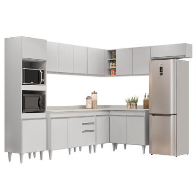 Armário De Cozinha Modulada De Canto 8 Peças Cp02 Balcão Com Tampo Branco - Lumi
