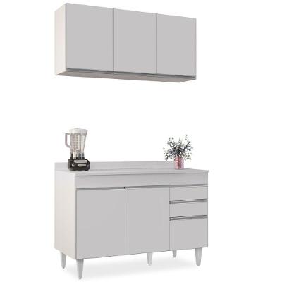Armário Virgínia E Balcão Com Tampo Michigan 120Cm Branco - Lumil