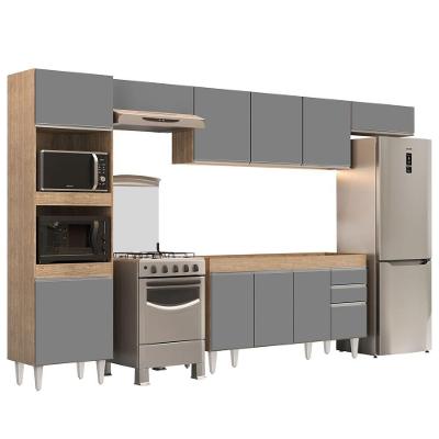 Armário De Cozinha Modulada 5 Peças Cp13 Balcão Sem Tampo Castanho/cinza - Lumil