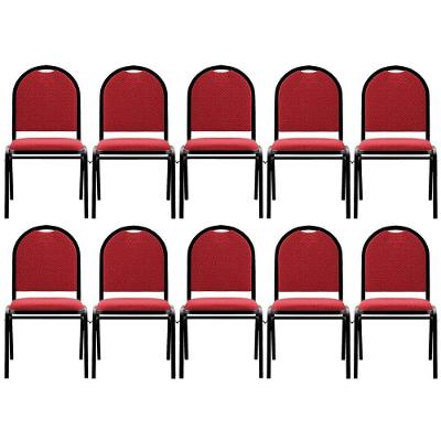 Kit 10 Cadeiras Hoteleiras Auditório Empilhável Linho M23 Vermelho - Mpozenato
