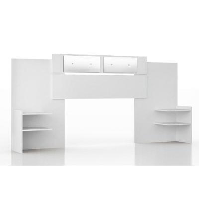 Cabeceira Cama Box Madeirado Solteiro/Casal/Queen Mila Extensível c/ Espelho Branco - Panan