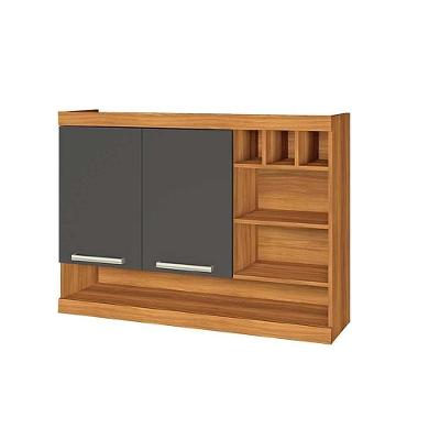 Armário Aéreo Cozinha Modulado  Burguesa 2 Portas c/ Adega Freijo/Grafite - Nesher