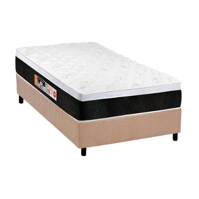 Cama Box Solteiro: Colchão Espuma D45 Castor Black e White AIR + Base CRC Suede Clean(88x188)