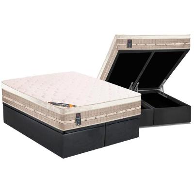 Cama Box Baú King: Colchão Molas Castor Bonnel Premium Tecnopedic + Base CRC Suede Gray(193x203)