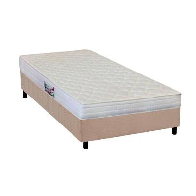 Cama Box Solteiro: Colchão Espuma Herval AG65 Frontier + Base CRC Suede Clean(88x188)