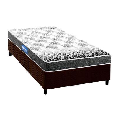 Cama Box Solteiro: Colchão Espuma Probel Guarda Costas Resistente Double Face + Base Brown(88X188)