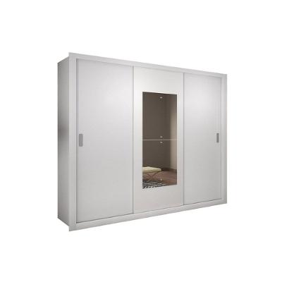 Guarda Roupa Casal 3 Portas de Correr e 4 Gavetas c/ Espelho Veneza Premium Branco - Rufato
