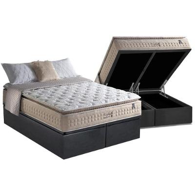 Cama Box Baú King: Colchão Molas Ensacadas Anjos MasterPocket Confortable + Base CRC Suede Gray(193x203)