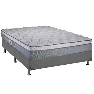 Cama Box Casal: Colchão Molas Ensacadas Luckspuma MasterPocket New Maxi + Base CRC Suede Gray(138x188)