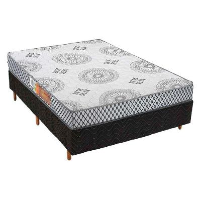 Cama Box Casal: Colchão Espuma Polar D28 Pérola + Base CRC Rústico Black(138x188)