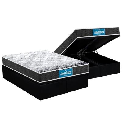 Cama Box Baú Queen: Colchão Anatômico Probel D28 / EP Guarda Costas PróMiddle Double Face + Base CRC Suede Black(158x198)
