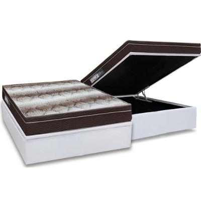 Cama Box Baú Casal: Colchão Ortopédico Ortobom Light + Base CRC Courano White(138x188)