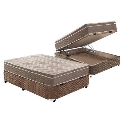 Cama Box Baú Casal: Colchão Espuma Paropas D33 / EP Confort Ultra Firme + Base CRC Suede Brown(138x188)