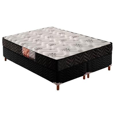 Cama Box Queen: Colchão Espuma D33 Paropas Pasquale + Base Crc Suede Black(158X198)