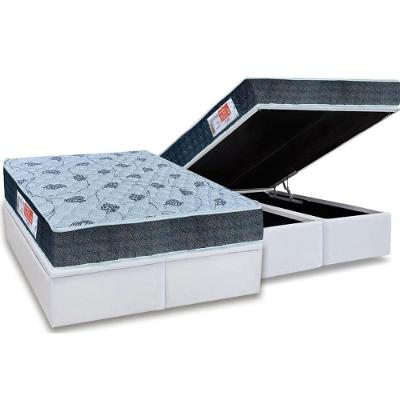 Cama Box Baú Queen: Colchão Espuma Orthoflex D45 Comfortpedic Line + Base CRC Courano White(158x198)