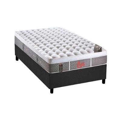 Cama Box Solteiro: Colchão Molas Pocket Ensacadas Castor  Light Stress Oxygen New Plush + Base CRC Suede Gray(88x188)