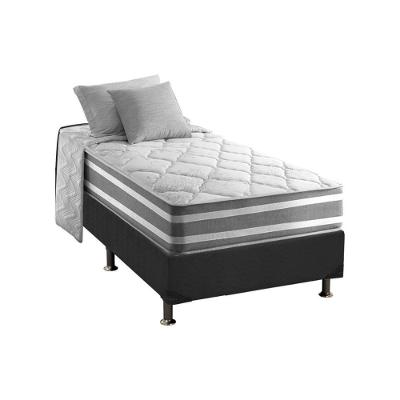 Cama Box Solteiro: Colchão Molas Ensacadas Anjos MasterPocket Duo Sono+ Base CRC Suede Gray(88x188)