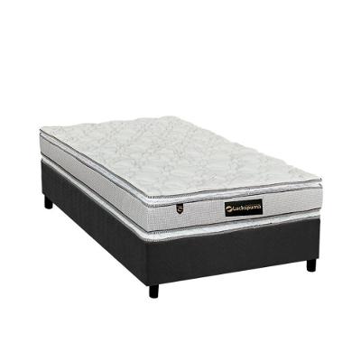 Cama Box Solteiro: Colchão Molas Ensacadas Luckspuma MasterPocket Lucksfaction Plus + Base CRC Suede Gray(88x188)