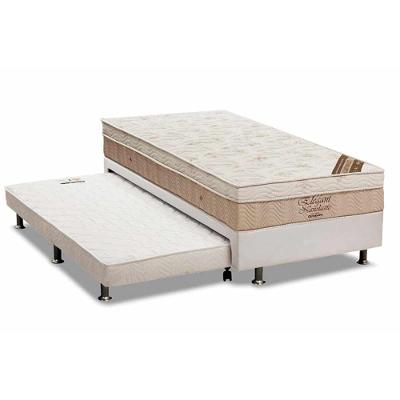Cama Box c/Auxiliar Solteiro: Colchão Ortobom Nanolastic Elegant + Base CRC Courano Branco(88x188)