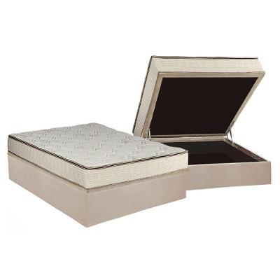 Cama Box Baú Casal: Colchão Molas Luckspuma Bonnel Montreal Spring + Base CRC Suede Clean(138x188)