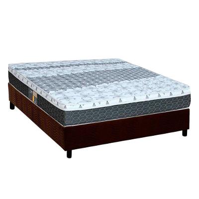 Cama Box Casal: Colchão Molas Bonnel Castor System Class + Base CRC Suede Brown(138x188)