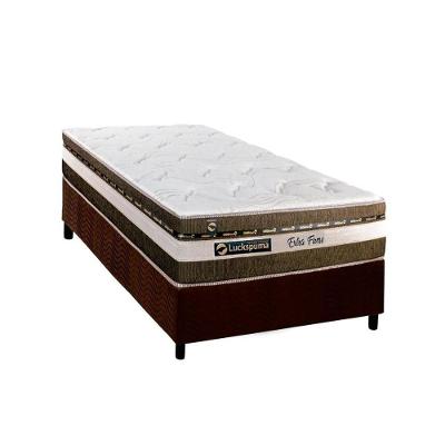 Cama Box Solteiro: Colchão Molas Ensacadas Luckspuma MasterPocket Esplendor + Base CRC Suede Brown(88x188)