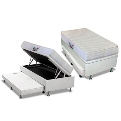 Cama Box Baú c/Auxiliar Solteiro: Colchão Anatômico Herval D28 / AG65 Frontier + Base CRC Courano White(88x188)