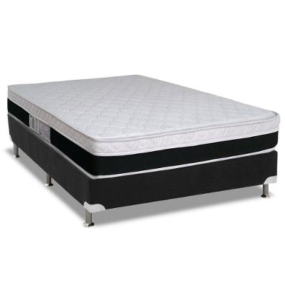 Cama Box Casal: Colchão Molas Ensacadas Luckspuma MasterPocket Roma + Base CRC Suede Black(138x188)