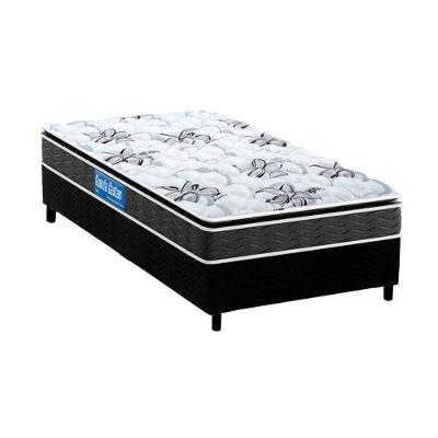 Cama Box Solteiro: Colchão Espuma Probel D28 Guarda Costas Premium Multi Firme + Base CRC Suede Black(88x188)