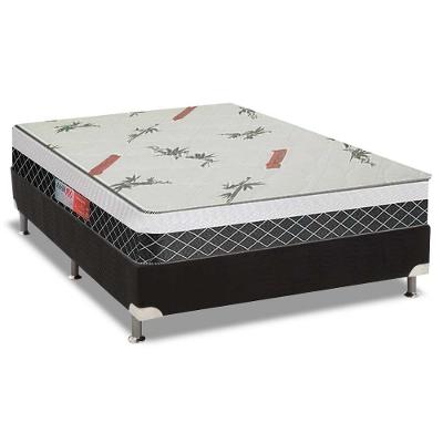 Cama Box Casal: Colchão Anatômico Plumatex D28 Falcon Ultra Firme + Base CRC Suede Black(138x188)