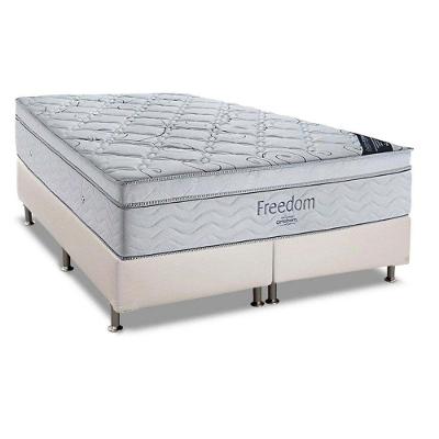 Cama Box King: Colchão Molas Enadas Ortobom Super Freedom + Base Crc Courano White(186X198)