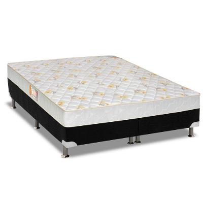 Cama Box Queen: Colchão Espuma Castor D28 Sleep Max + Base CRC Suede Black(158x198)