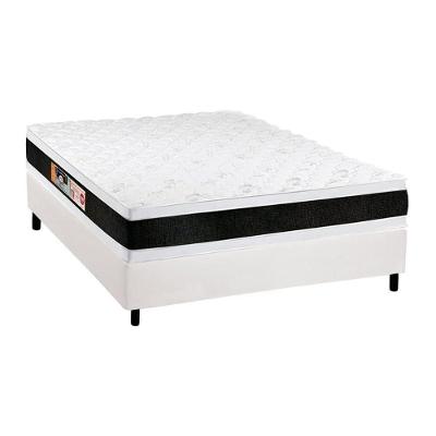 Cama Box Casal: Colchão Espuma D45 Castor Black e White AIR Double Face + Base CRC Courano White(138x188)