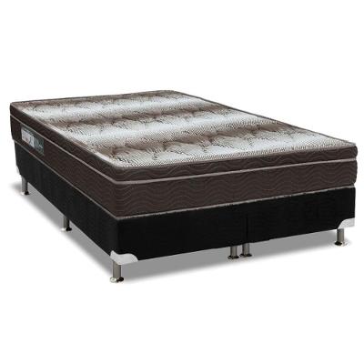 Cama Box Queen: Colchão Ortopédico Ortobom Light OrtoPillow + Base CRC Camurça Black(158x198)