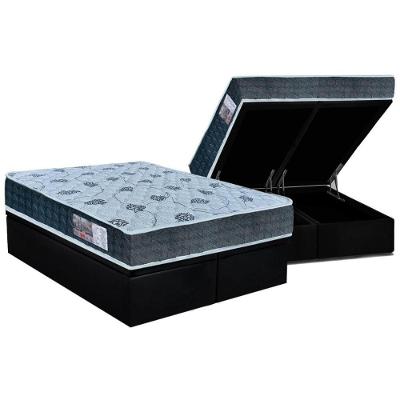 Cama Box Baú King: Colchão Espuma Orthoflex D45 / Ep Cecina + Base Crc Suede Black(193X203)