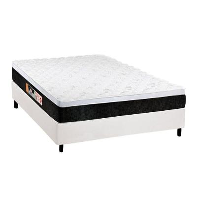 Cama Box Casal: Colchão Espuma Castor D45 Black e White Air + Base CRC Courano White(138x188)