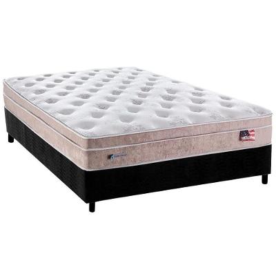 Cama Box Casal: Colchão Molas Ensacadas Plumatex MasterPocket Miami + Base CRC Suede Black(138x188)