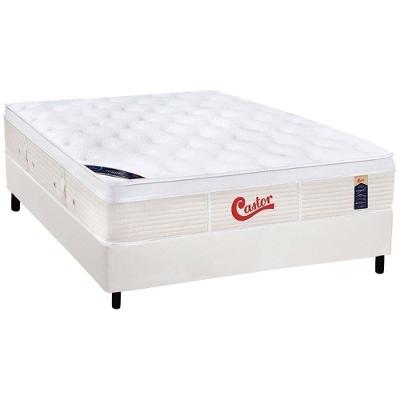 Cama Box Casal: Colchão Molas Castor Pocket Gold Star Vitagel + Base CRC Courano White(138x188)