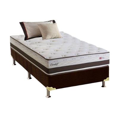 Cama Box Solteiro: Colchão Molas Herval Maxspring Cardiff + Base CRC Suede Brown(88x188)