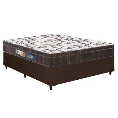 Cama Box Casal: Colchão Espuma D45 Polar Pérola Brown + Base CRC Courano Brown(138x188)