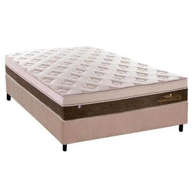 Cama Box Casal: Colchão Molas Ensacadas Plumatex MasterPocket Personalle + Base CRC Suede Clean(138x188)
