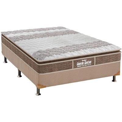Cama Box Casal: Colchão Anatômico Probel D33/EP Guarda Costas Próintense Plus + Base CRC Suede Clean(138x188)
