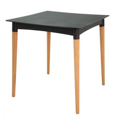 Mesa Tramontina Laura Rattan 70cm Preto Pernas de Madeira
