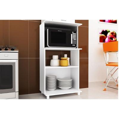 Balcão Multiuso Cozinha BL-3301 c/ 2 Portas e 2 Nichos 60cm Branco - Tecno Mobili