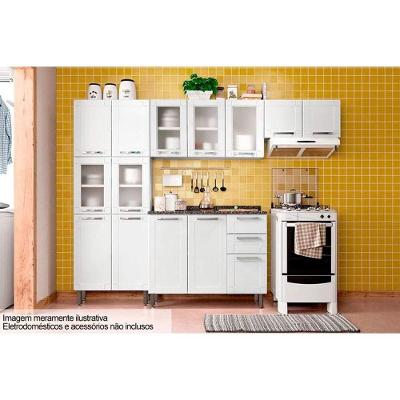 Kit De Cozinha Completa 4 Peças Múltipla (2 Armários + 1 Balcão + 1 Paneleiro) C4p75 Branco