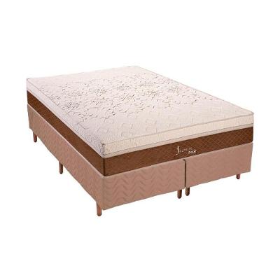Cama Box Queen: Colchão Molas Polar Masterpocket Ensacadas Jasmim + Base Crc Rústico Bege(158X198)