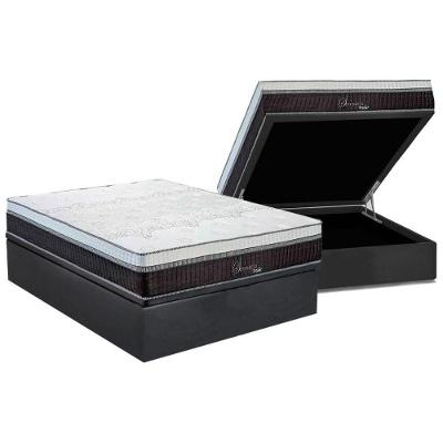 Cama Box Baú Casal: Colchão Molas Polar Superlastic Serenatta + Base CRC Suede Gray(138x188)